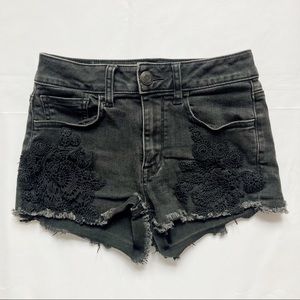 american eagle black jean shorts